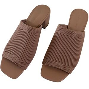 EVERLANE Knit Mule Heels Brown Block Heel Sandals Size 6.5